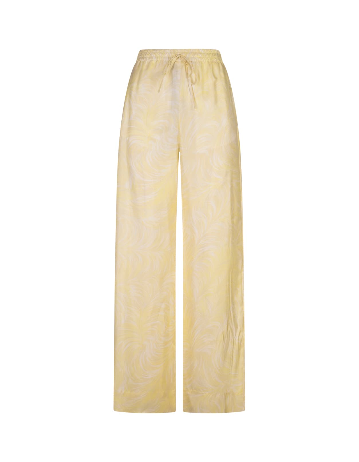 Shop Stella Mccartney Printed Yellow Silk Trousers