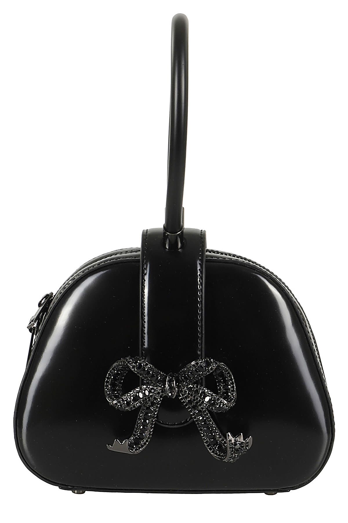 Shop Self-portrait Leather Top Handle Mini Bag In Black