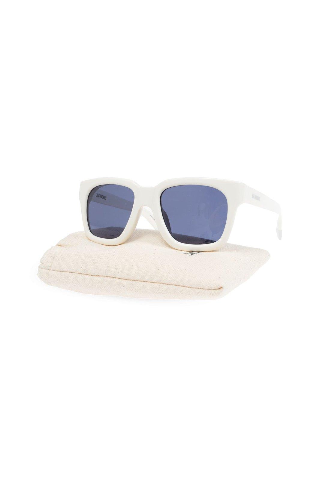 Shop Jacquemus Square Frame Sunglasses Sunglasses In White Blue