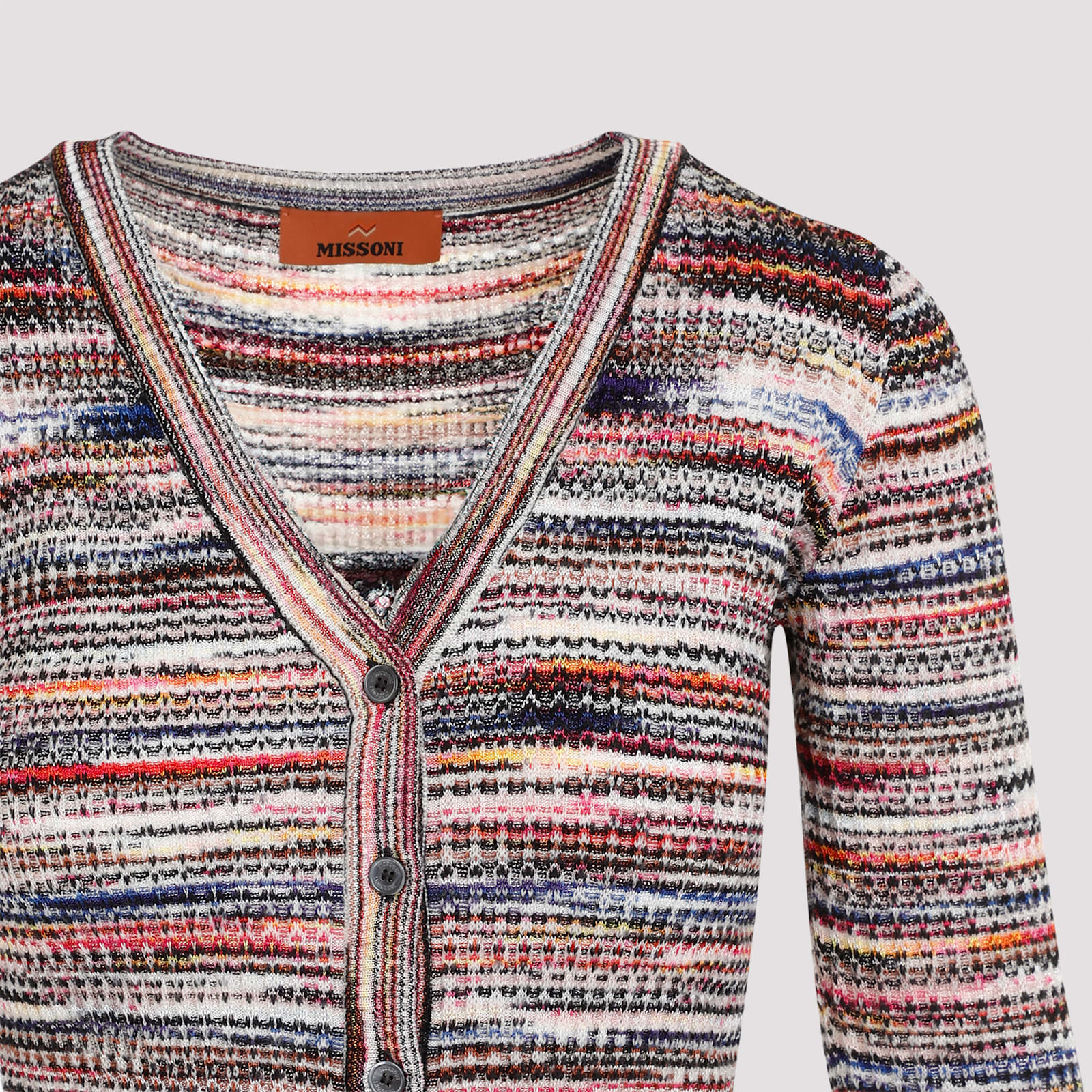 Shop Missoni Viscose Cardigan In Fd Multi Red Pink Blu