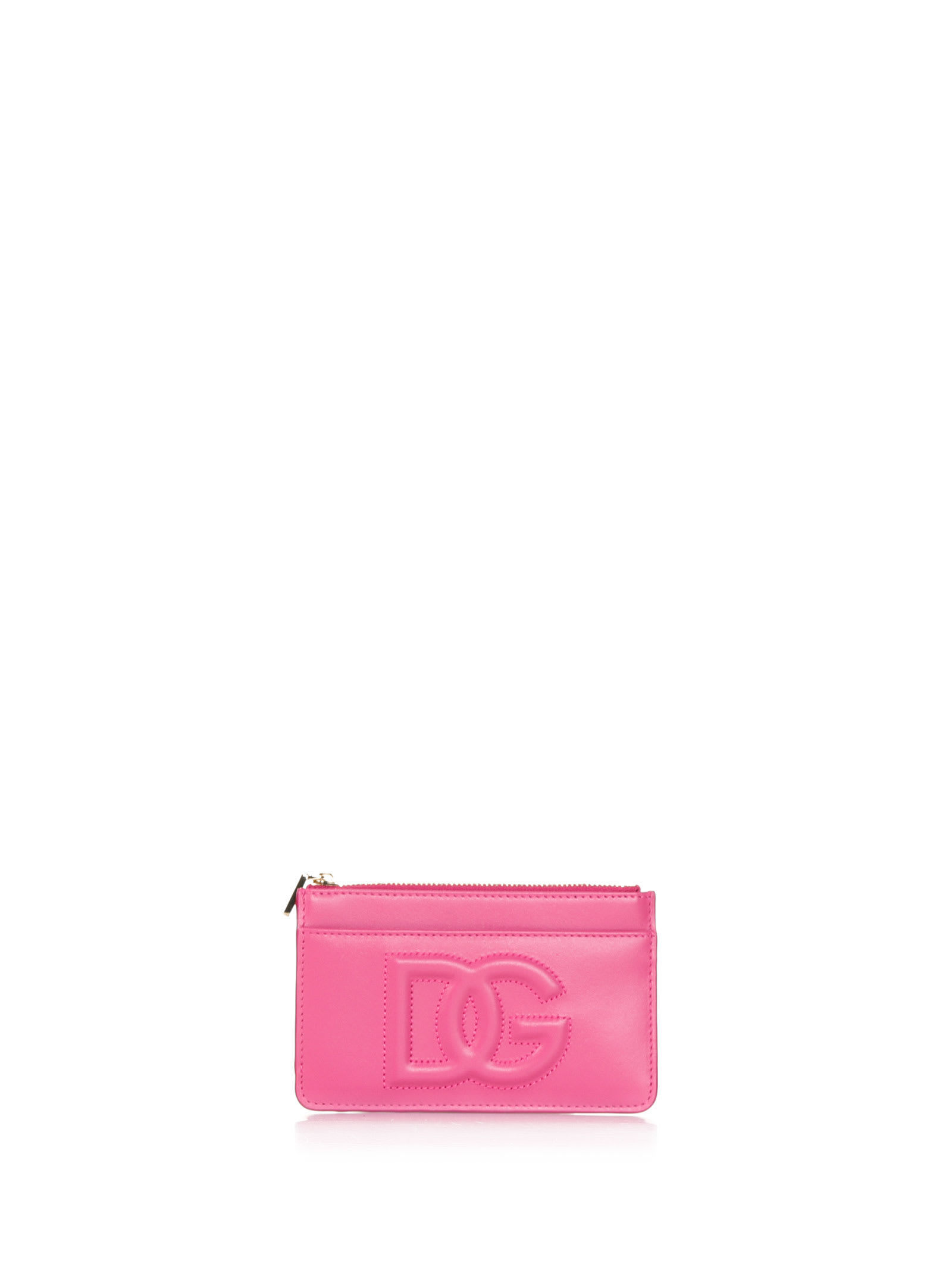 Dolce & Gabbana Dg Logo Leather Card Holder in Pink