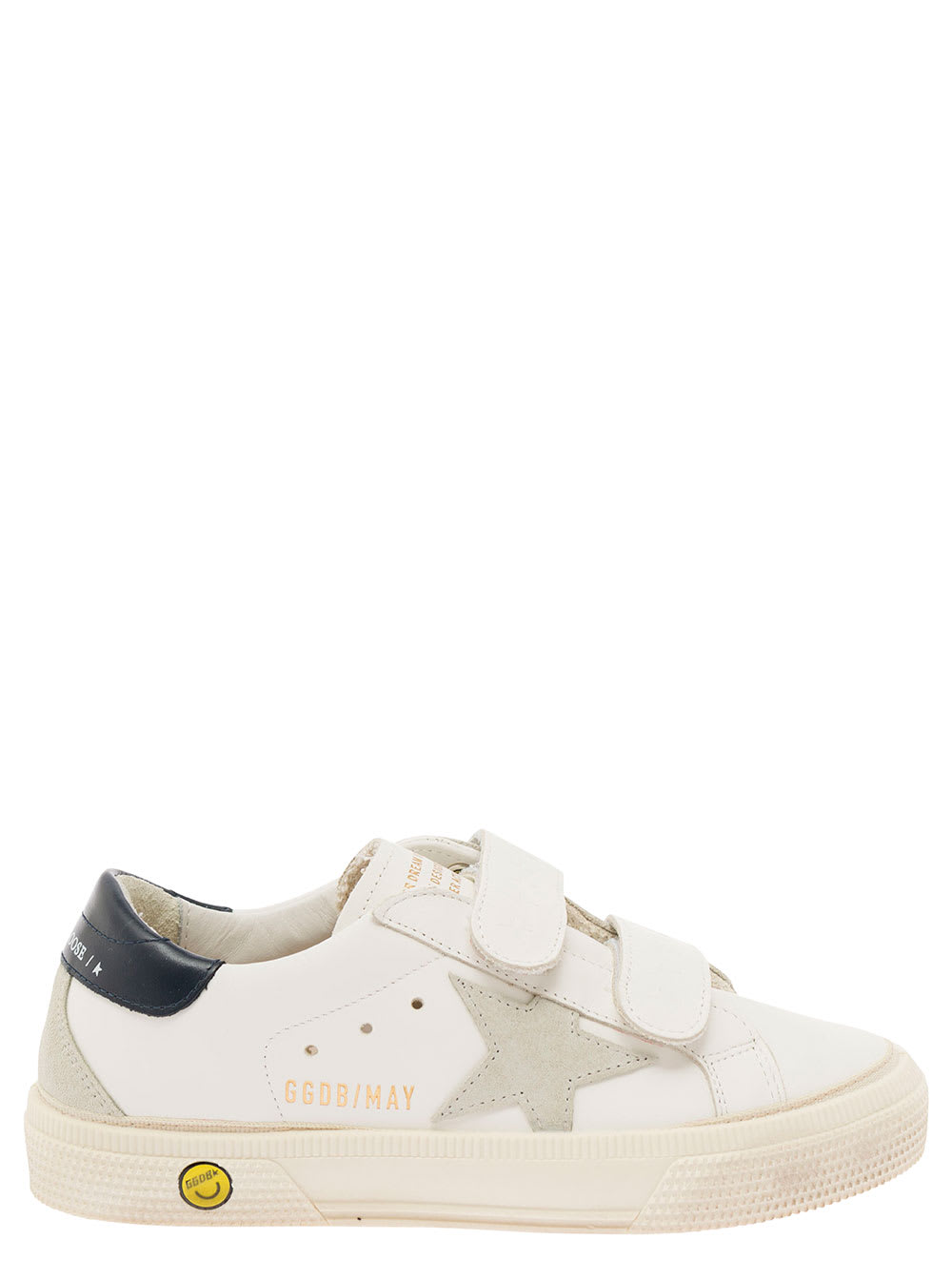 Golden Goose Kids' May School Leather Upper And Heel Suede Star And Spur Include Stesso Codice Gyf In White