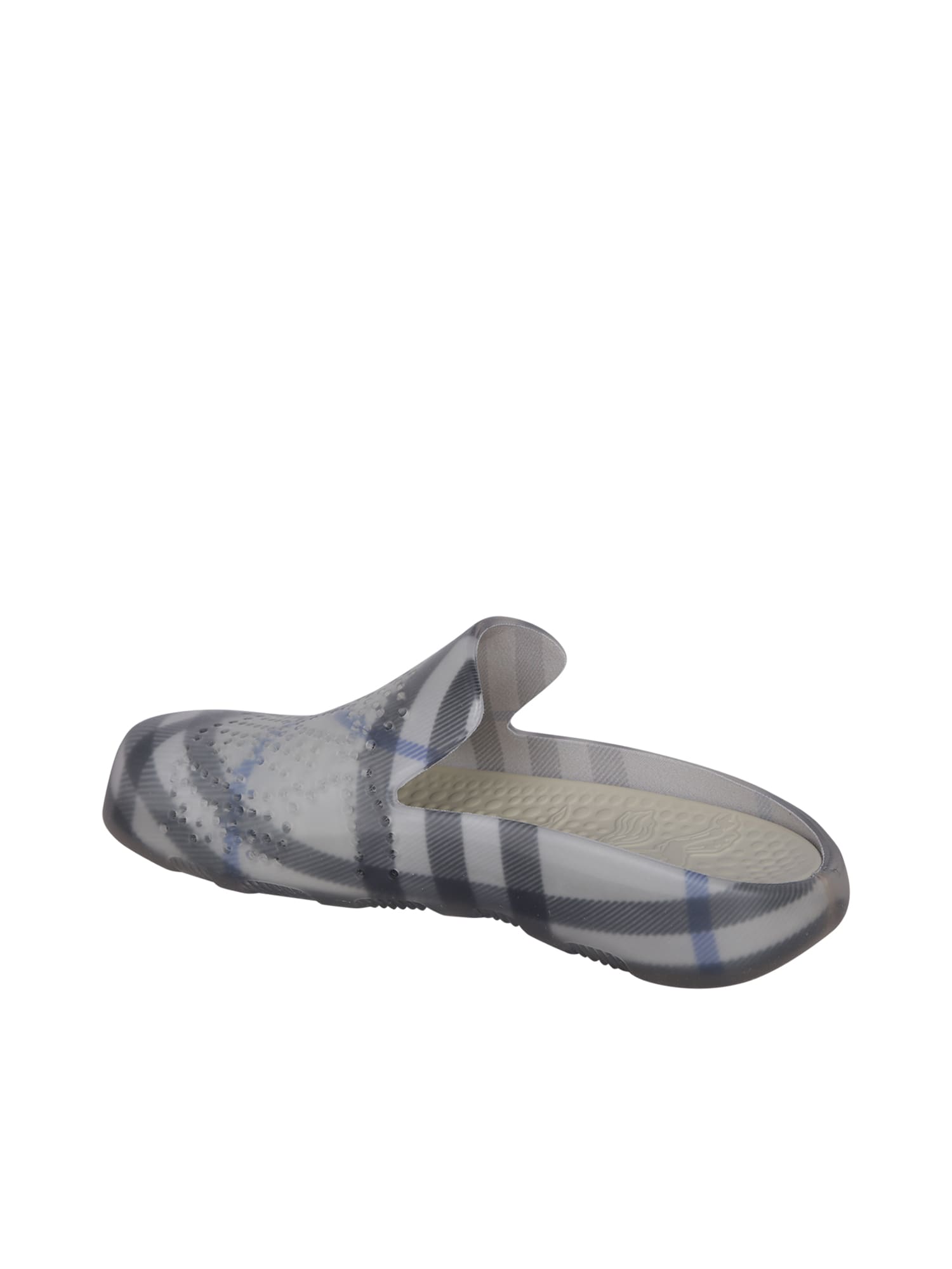 Shop Burberry Blue/grey Check Clog Shoes