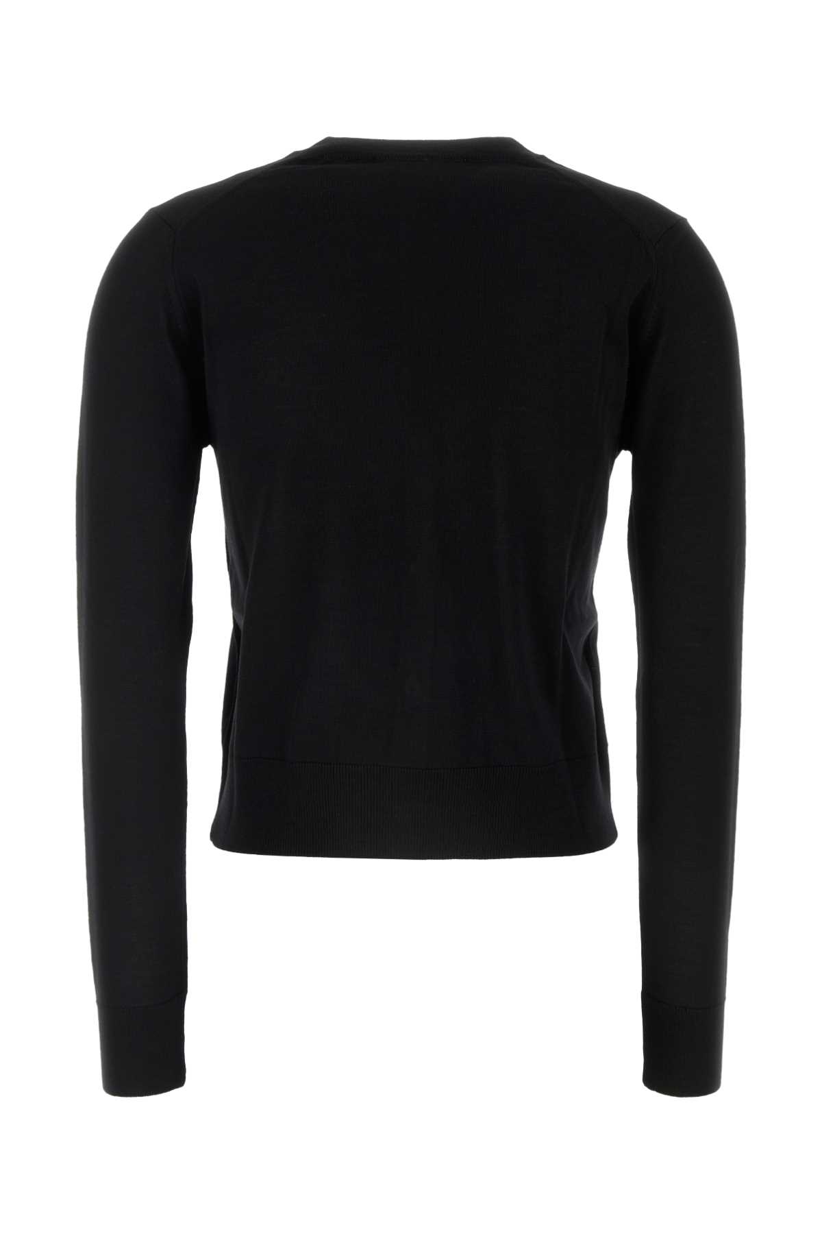 MAISON KITSUNÉ BLACK WOOL CARDIGAN