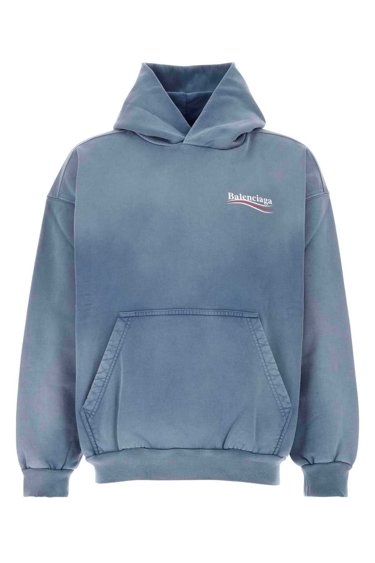 Balenciaga Powder Blue Cotton Sweatshirt In Fadedbluewhitered
