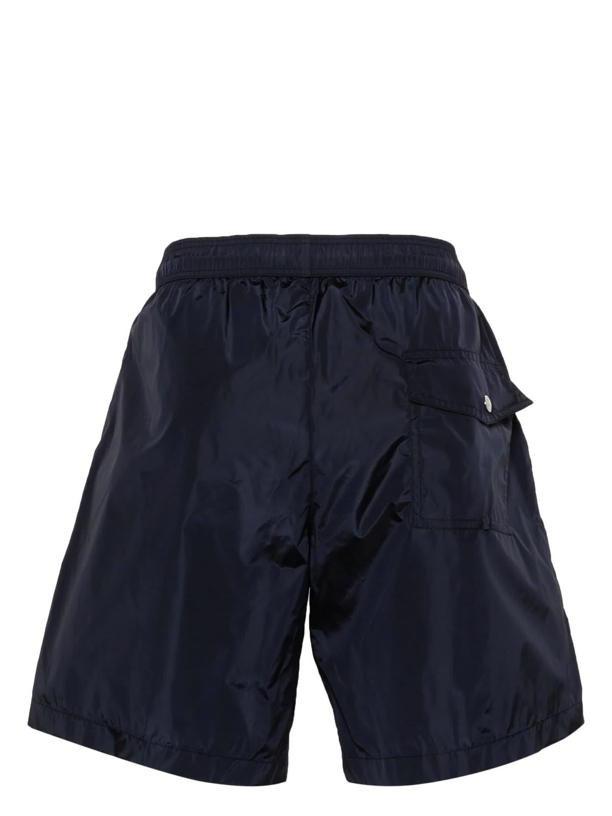 Shop Moncler Logo Patch Detail Elastic Waist Swim Shorts