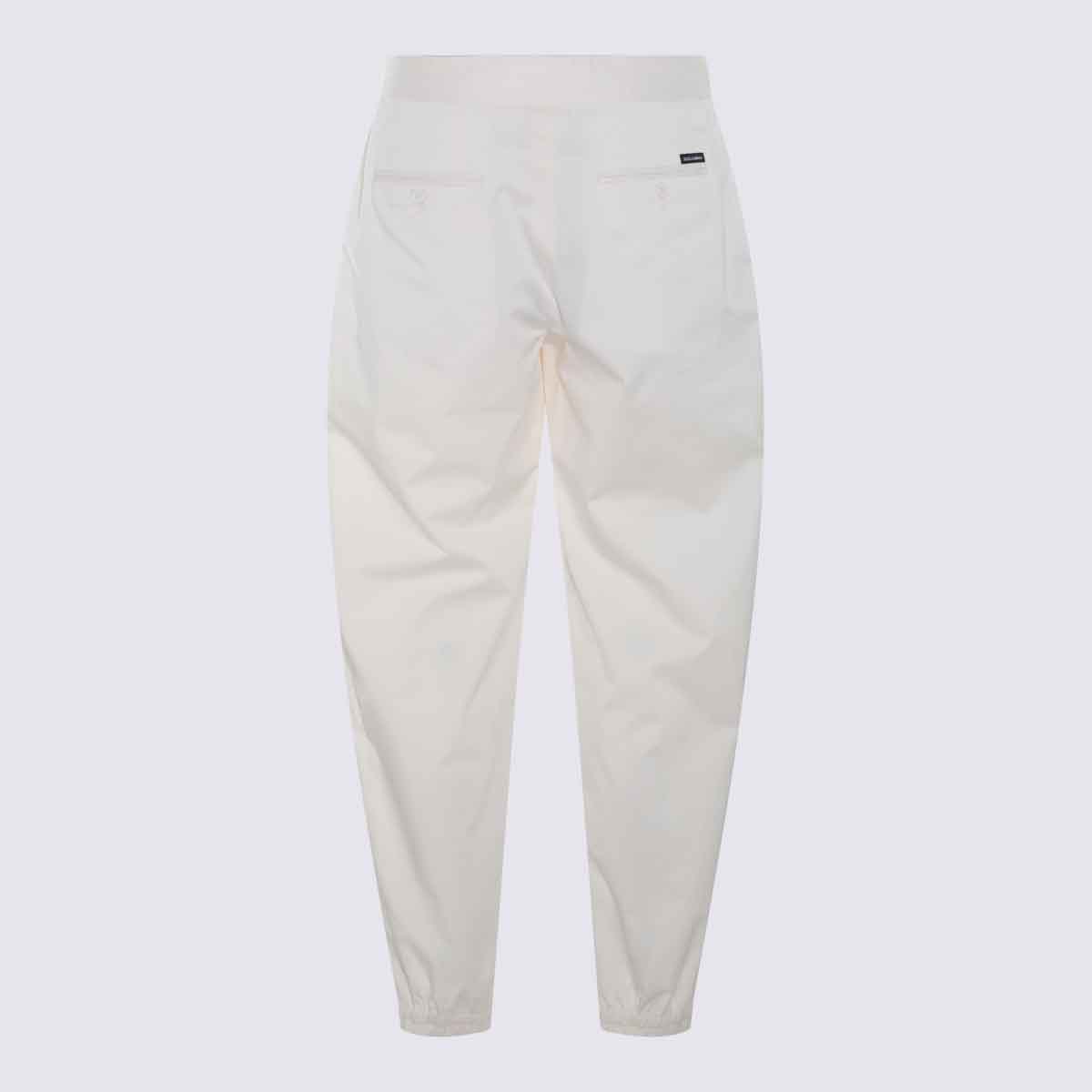 Shop Dolce & Gabbana Cream Cotton Pants In White
