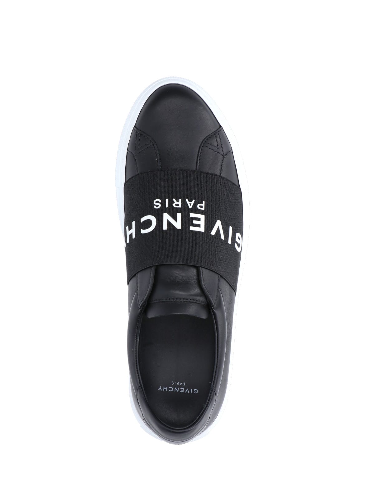 Givenchy Calfskin Leather Sneakers With Printed Logo And Contrasting Sole In Black