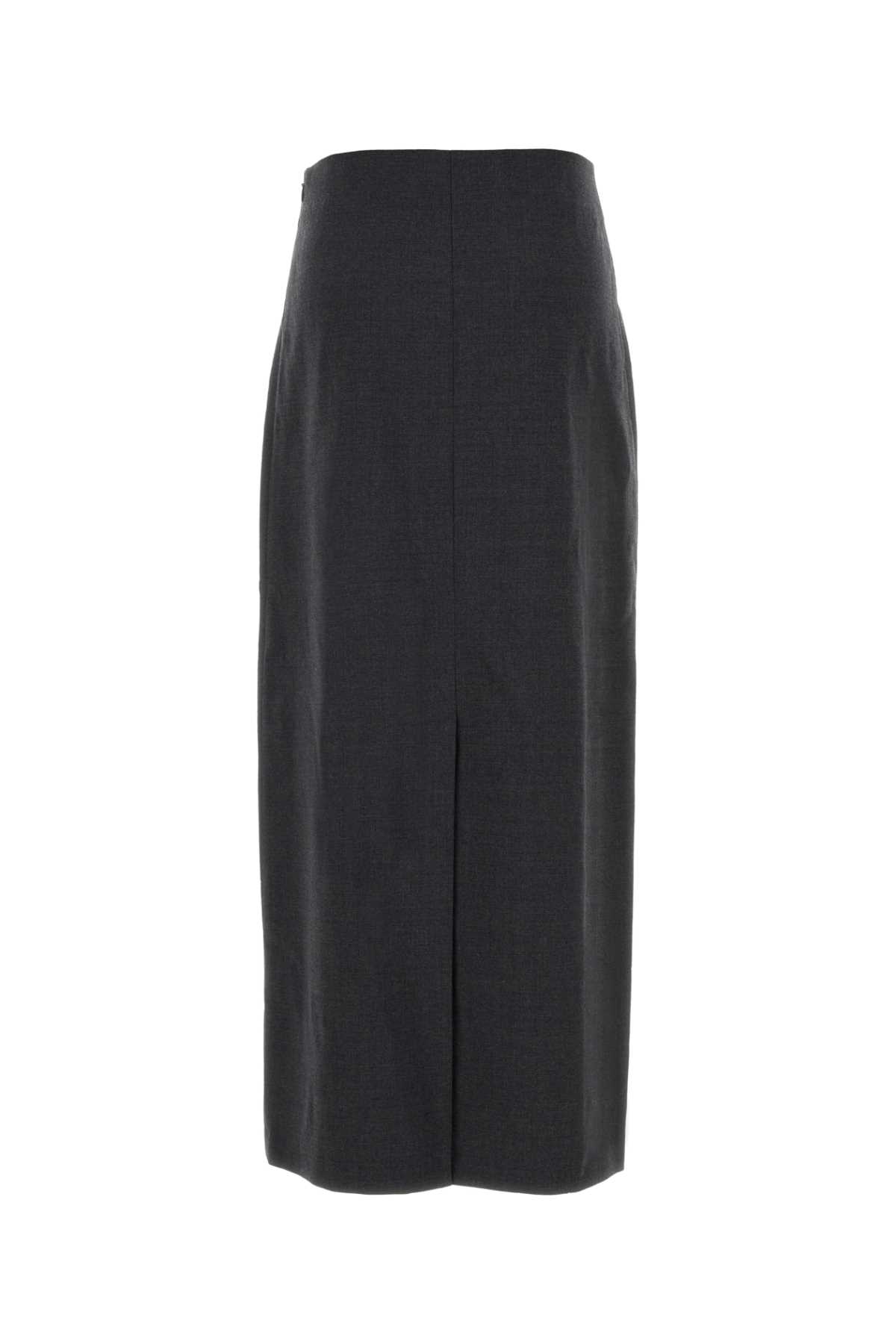 Loulou Studio Charcoal Stretch Wool Samos Skirt In Black