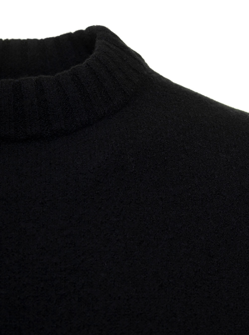 Shop Jil Sander Black Crewneck Sweater With Ribbed Trim In Wool Man