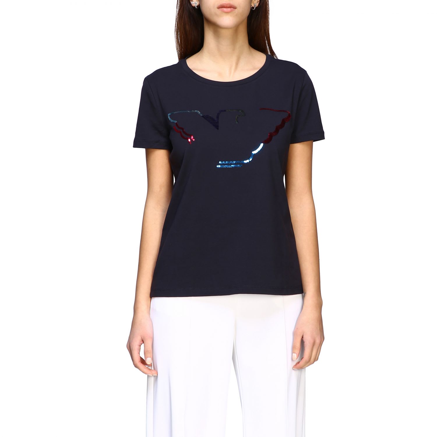 EMPORIO ARMANI SHORT-SLEEVED T-SHIRT WITH SEQUIN LOGO,11238363