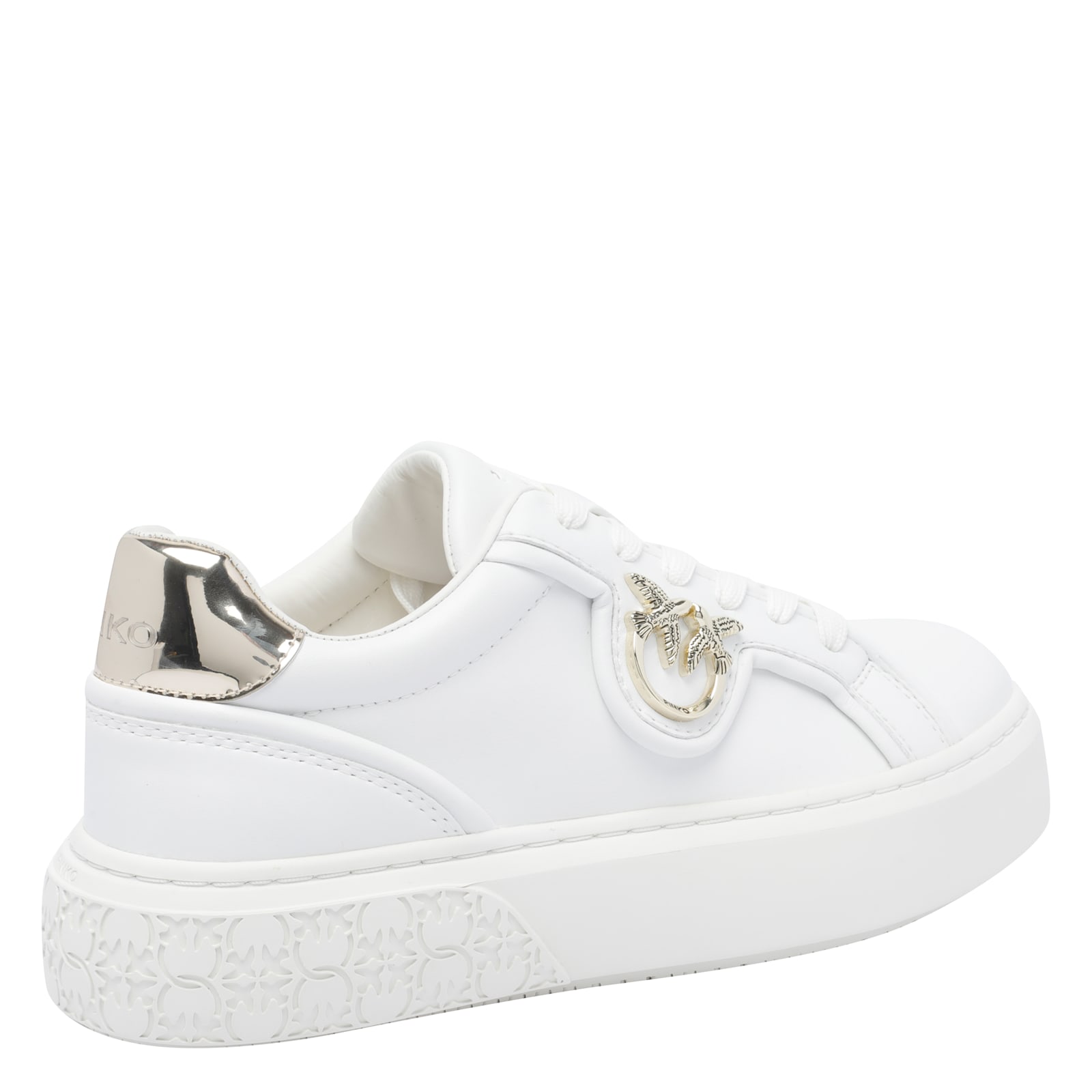 Pinko Metallic-detail Bird-embellishment Sneakers In White