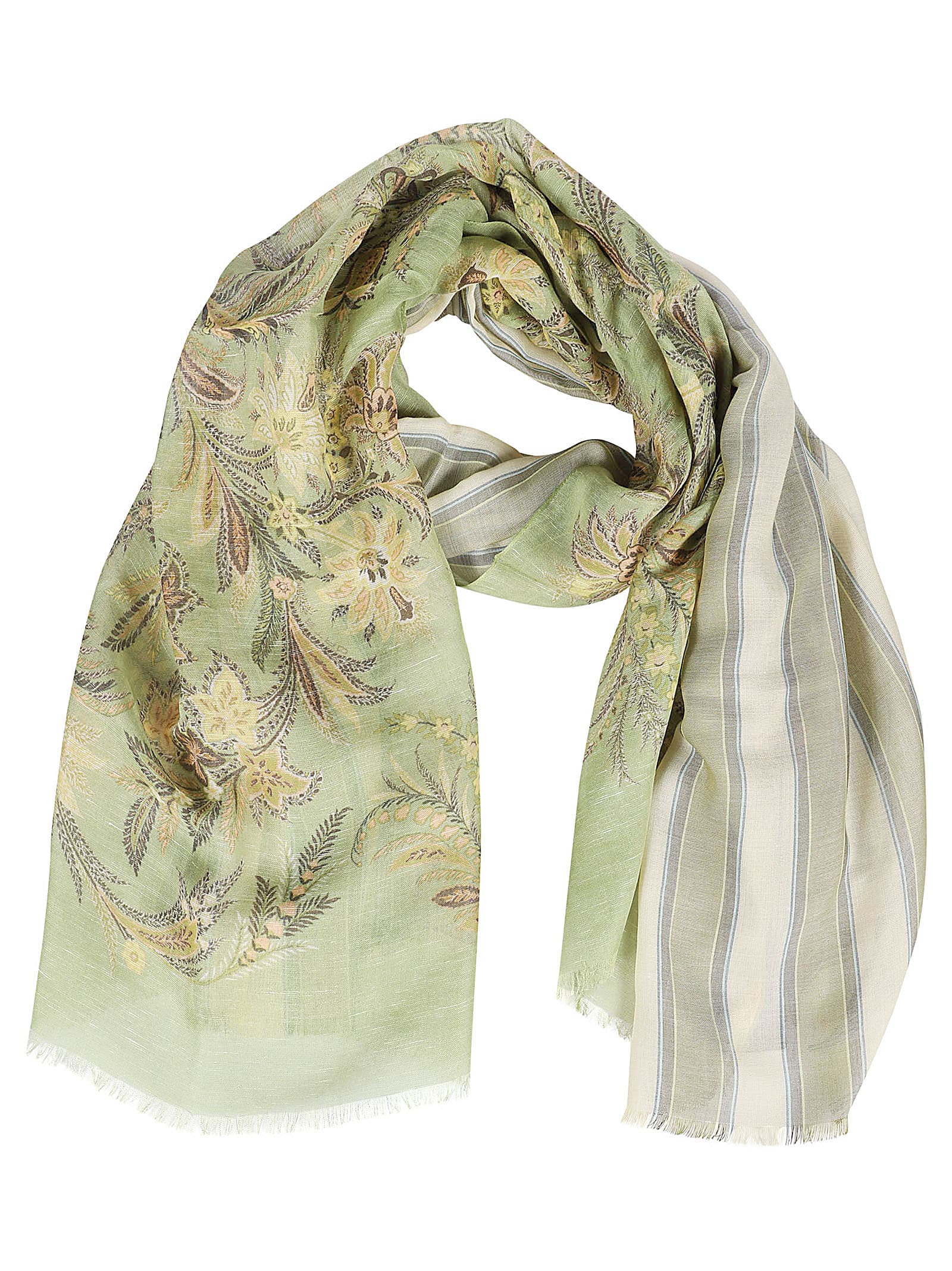 Shop Etro Double Layer Scarf In Verde
