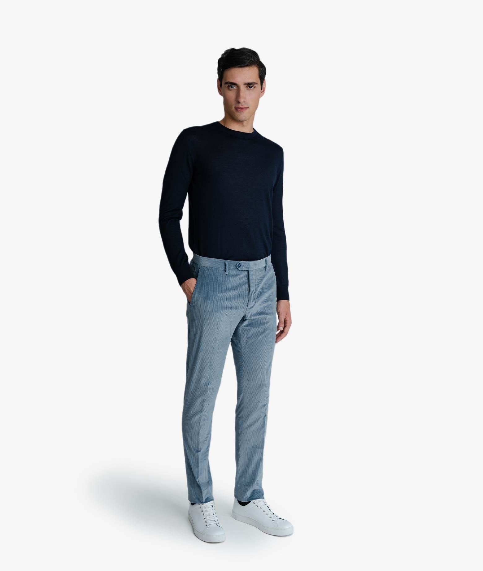 Shop Larusmiani Velvet Trousers Howard Pants In Lightblue