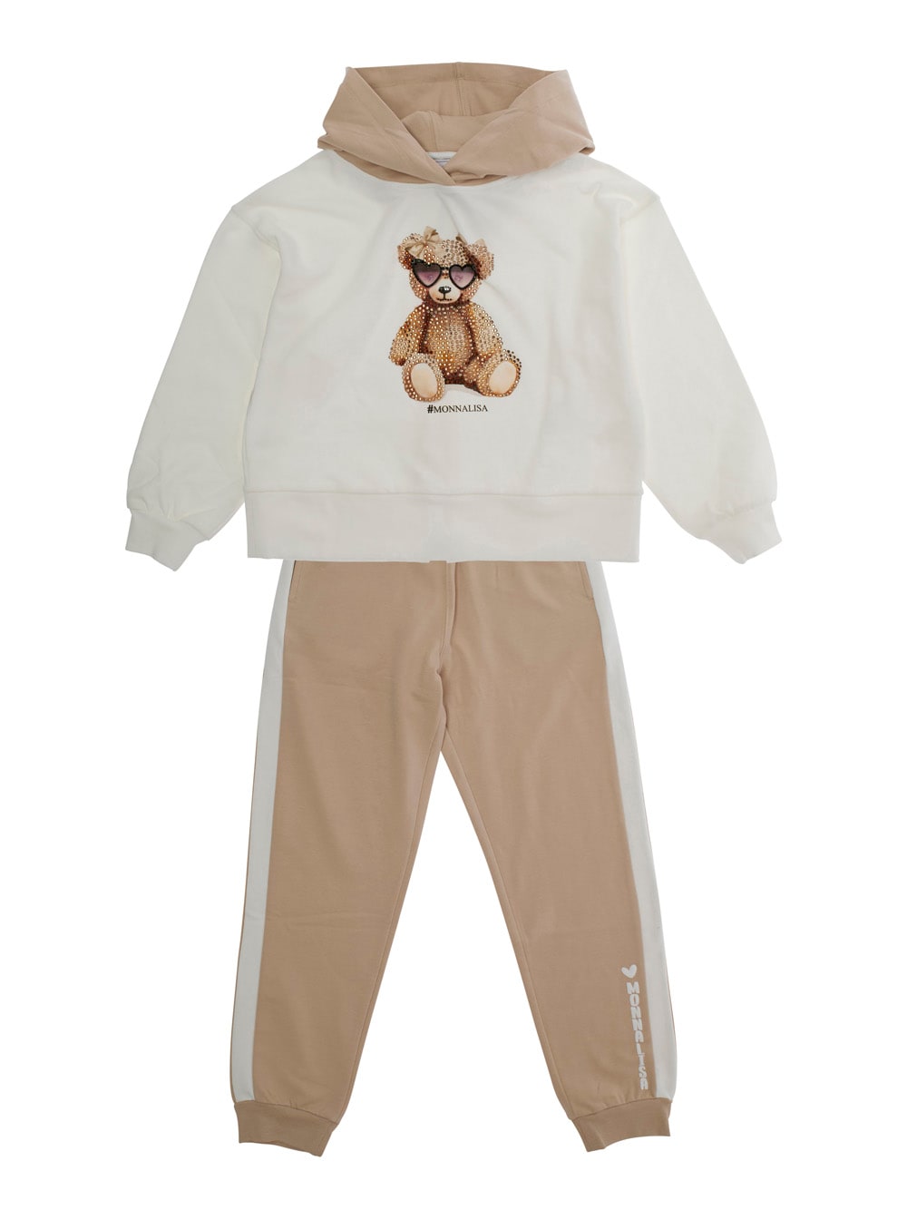 Monnalisa Multicolor Tracksuit With Logo Print On The Front In Cotton Stretch Baby In Animal Print
