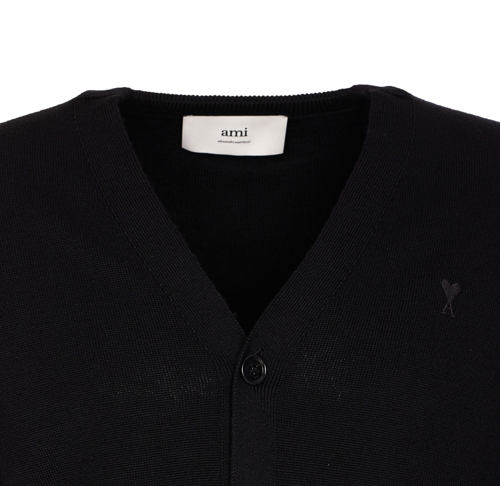 Ami Alexandre Mattiussi V-neckline Cardigan With Ribbed Cuffs And Hem In Black