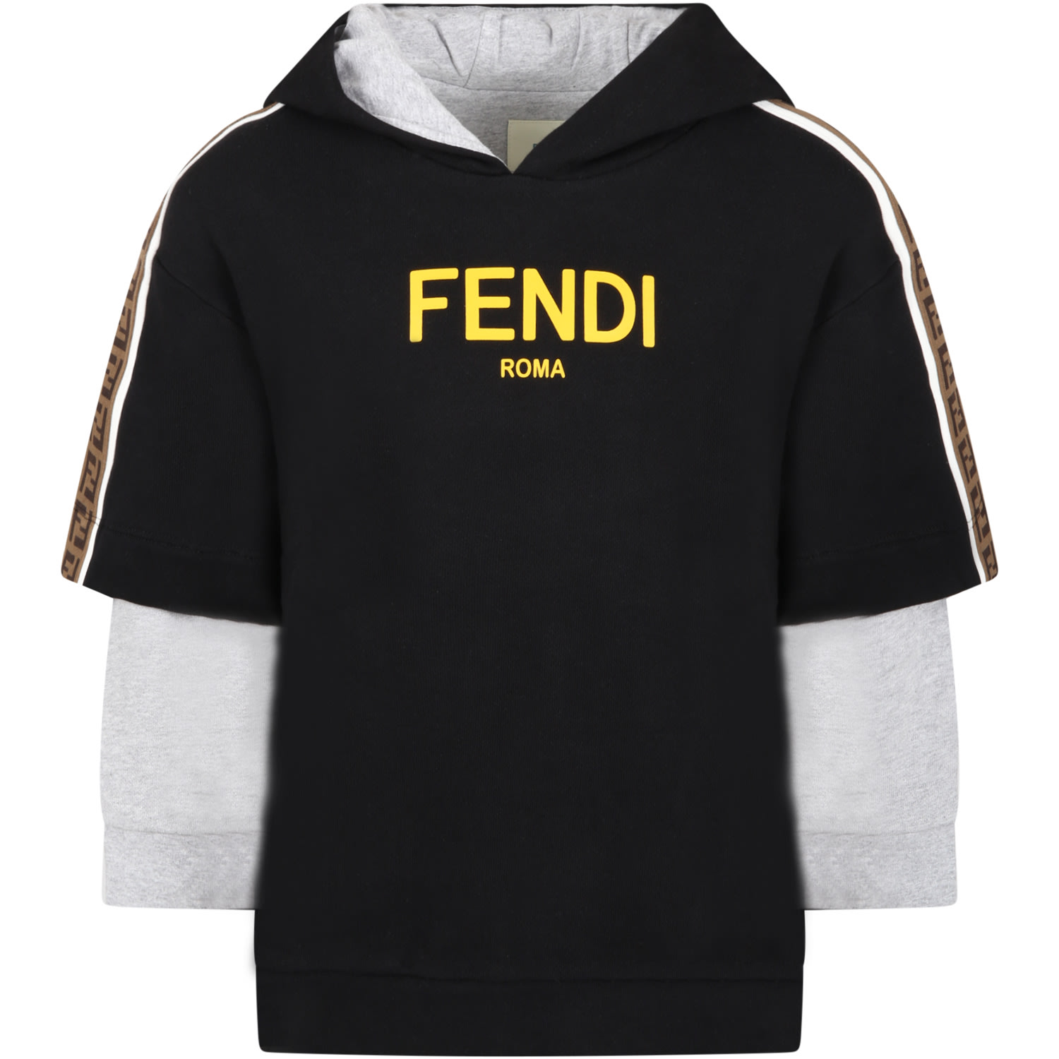 Fendi Black Sweatshirt For Kids With Logo