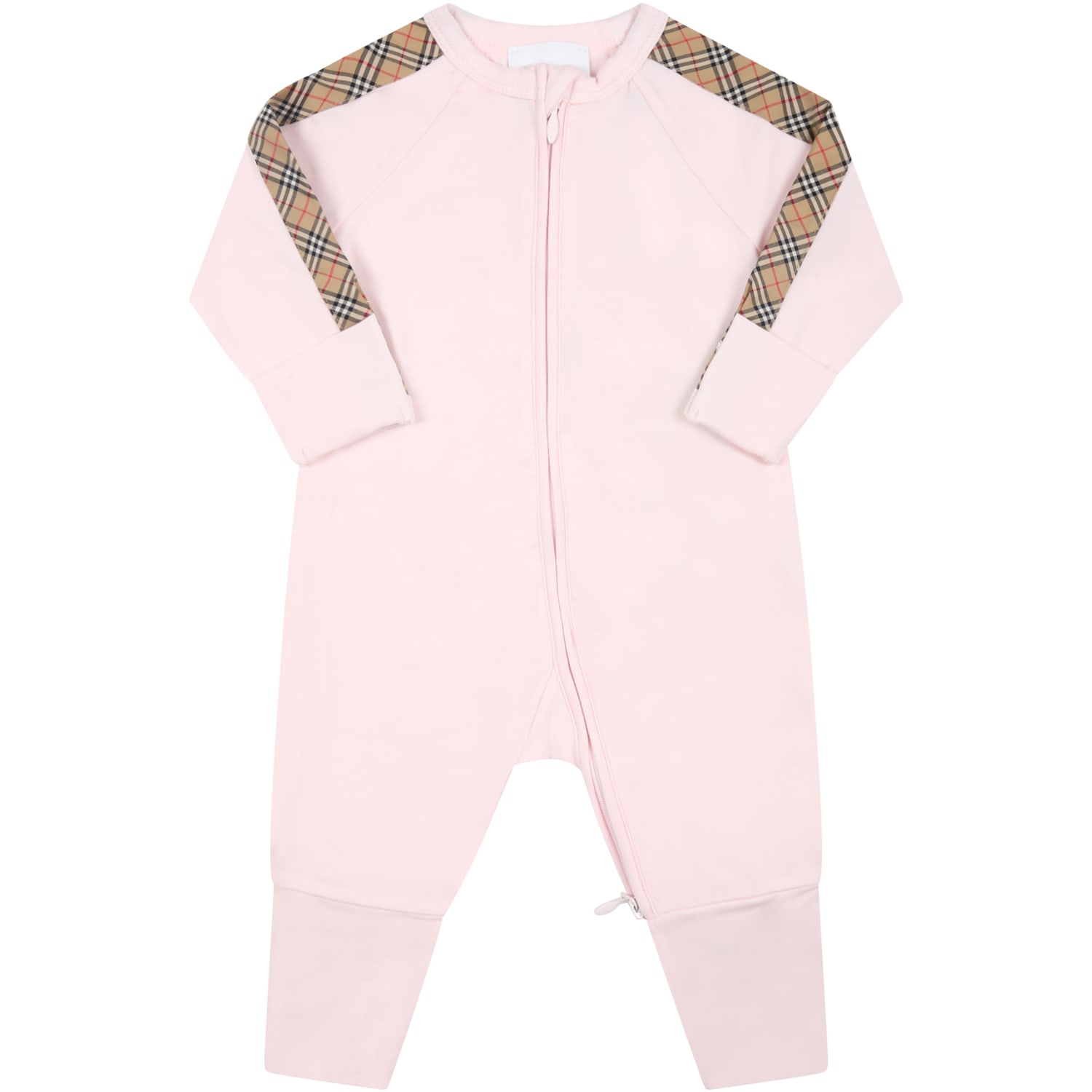 Shop Burberry Pink Set For Baby Girl With Iconic Check Vintage