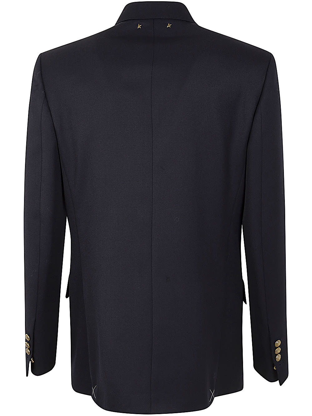 Shop Golden Goose Golden M`s Double Breasted Blazer Compact Gabardine Wool In Dark Blue