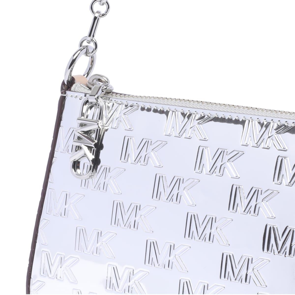 Shop Michael Kors Empire Shoulder Bag In Silver