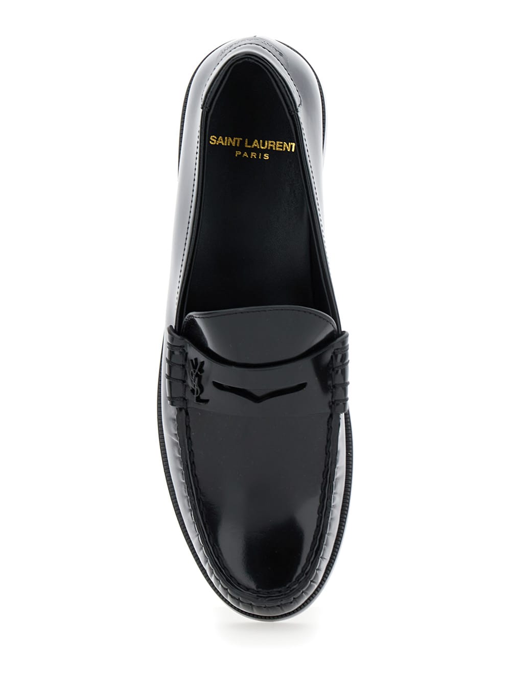 Shop Saint Laurent Black Loafers In Leather Woman