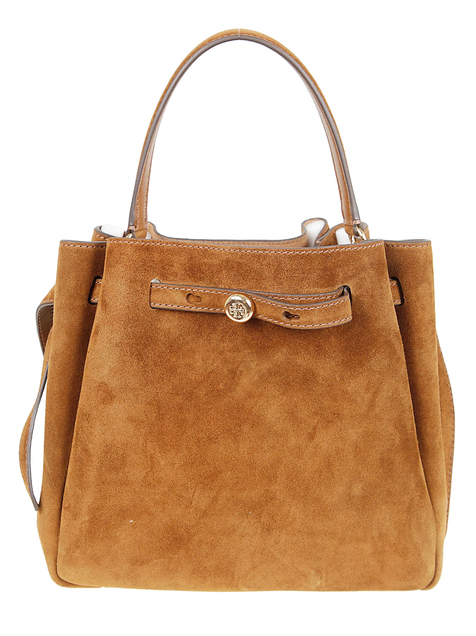 Tory Burch Romy Suede Bucket Bag In Brown
