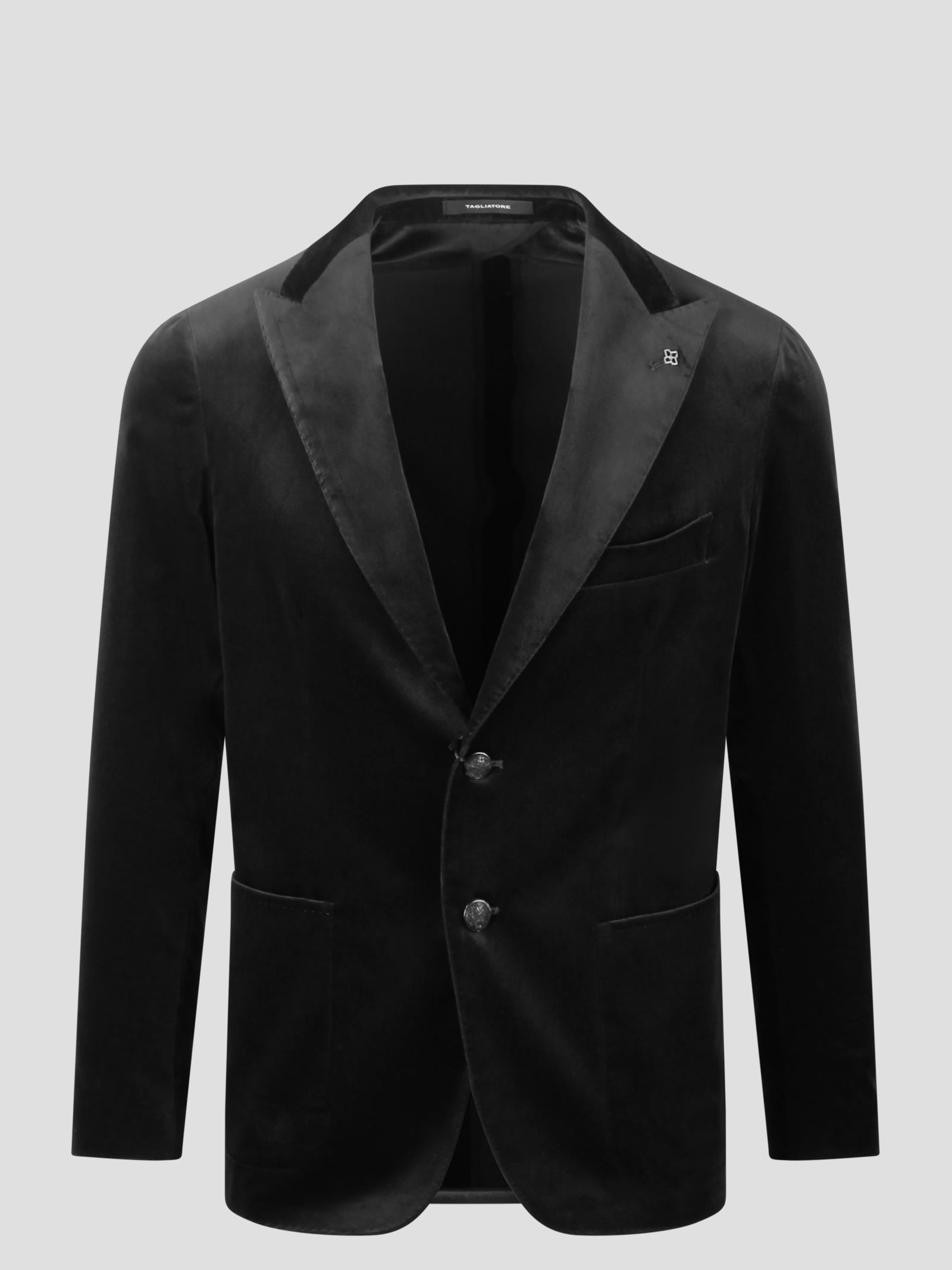 Shop Tagliatore Velvet Jacket In Black