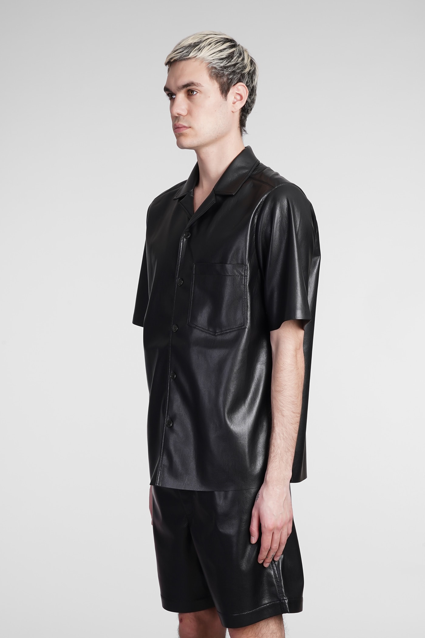 Shop Nanushka Shirt In Black Synthetic Leather