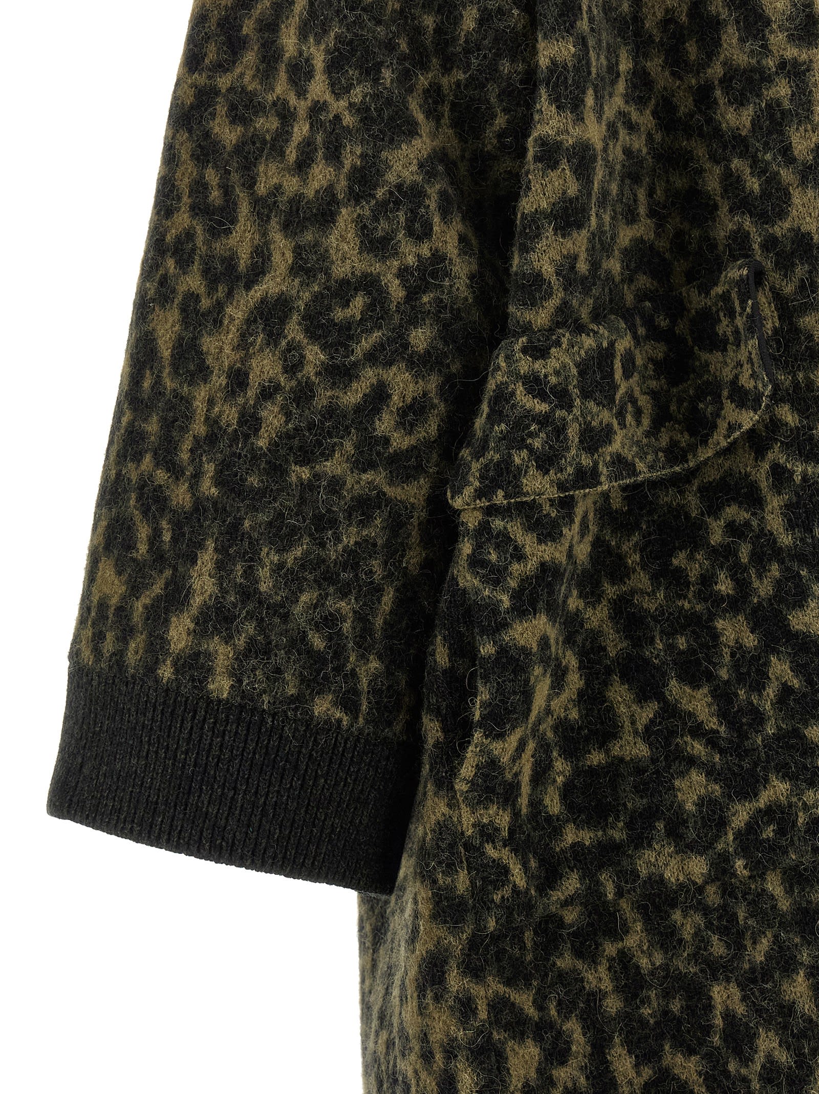 Nude Long Animal Print Wool Blend Coat In Animal Print