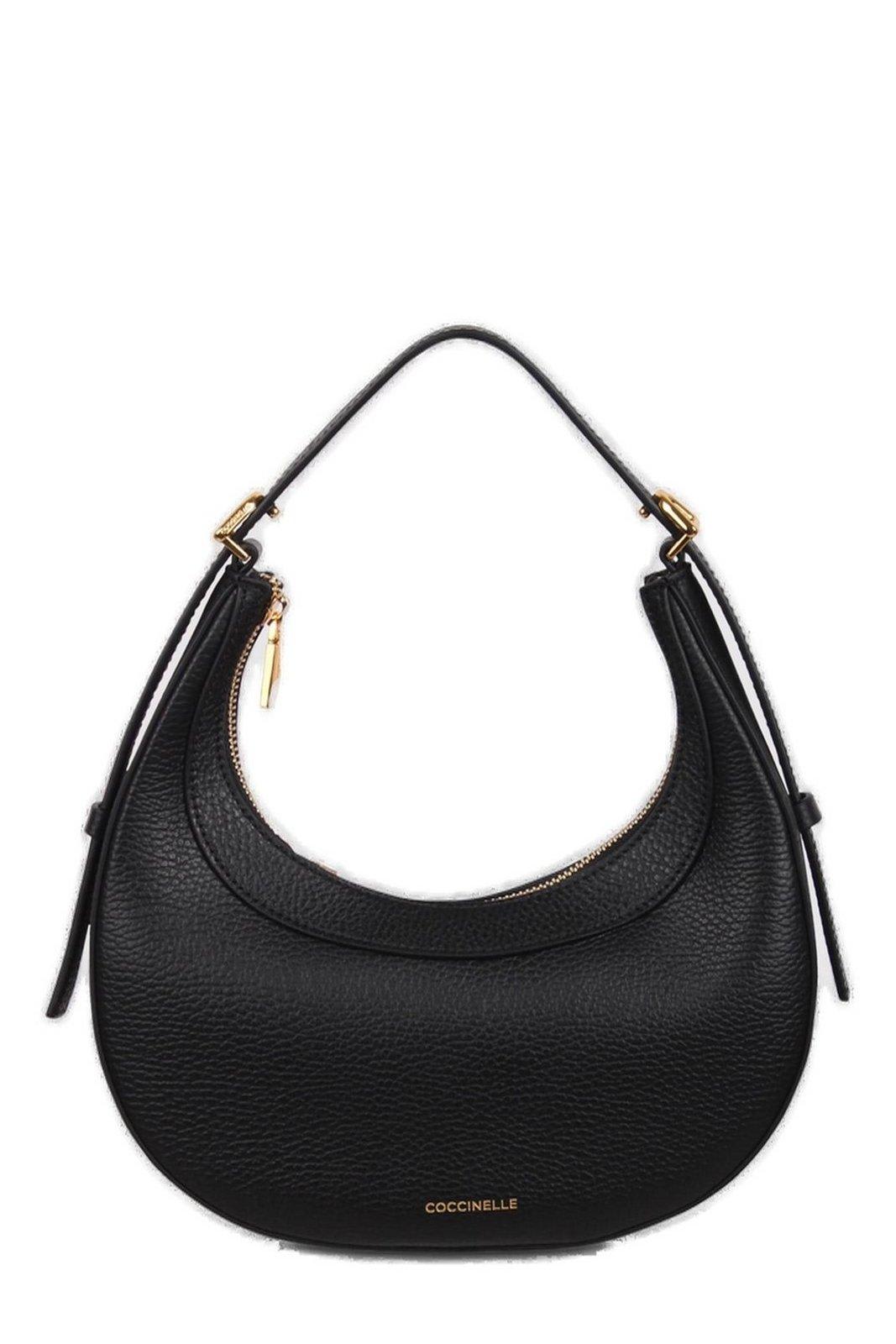 Shop Coccinelle Whisper Logo Stamp Shoulder Bag In Black