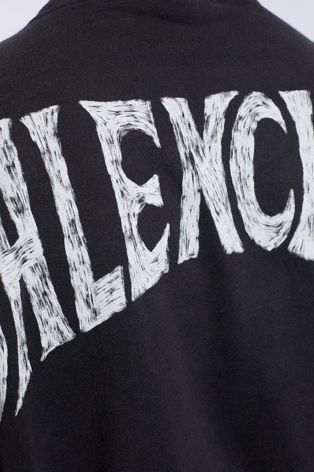 Shop Balenciaga Logo Printed Long-sleeved Shirt In Black/white