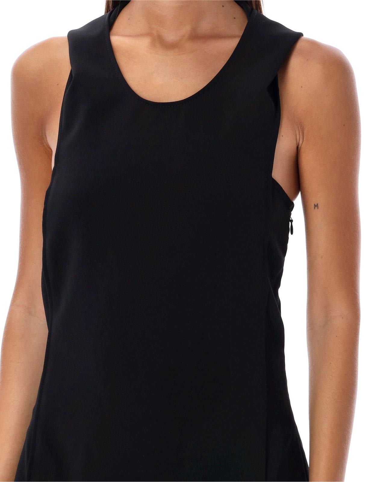 Shop Courrèges Hooded Mini Dress In Black