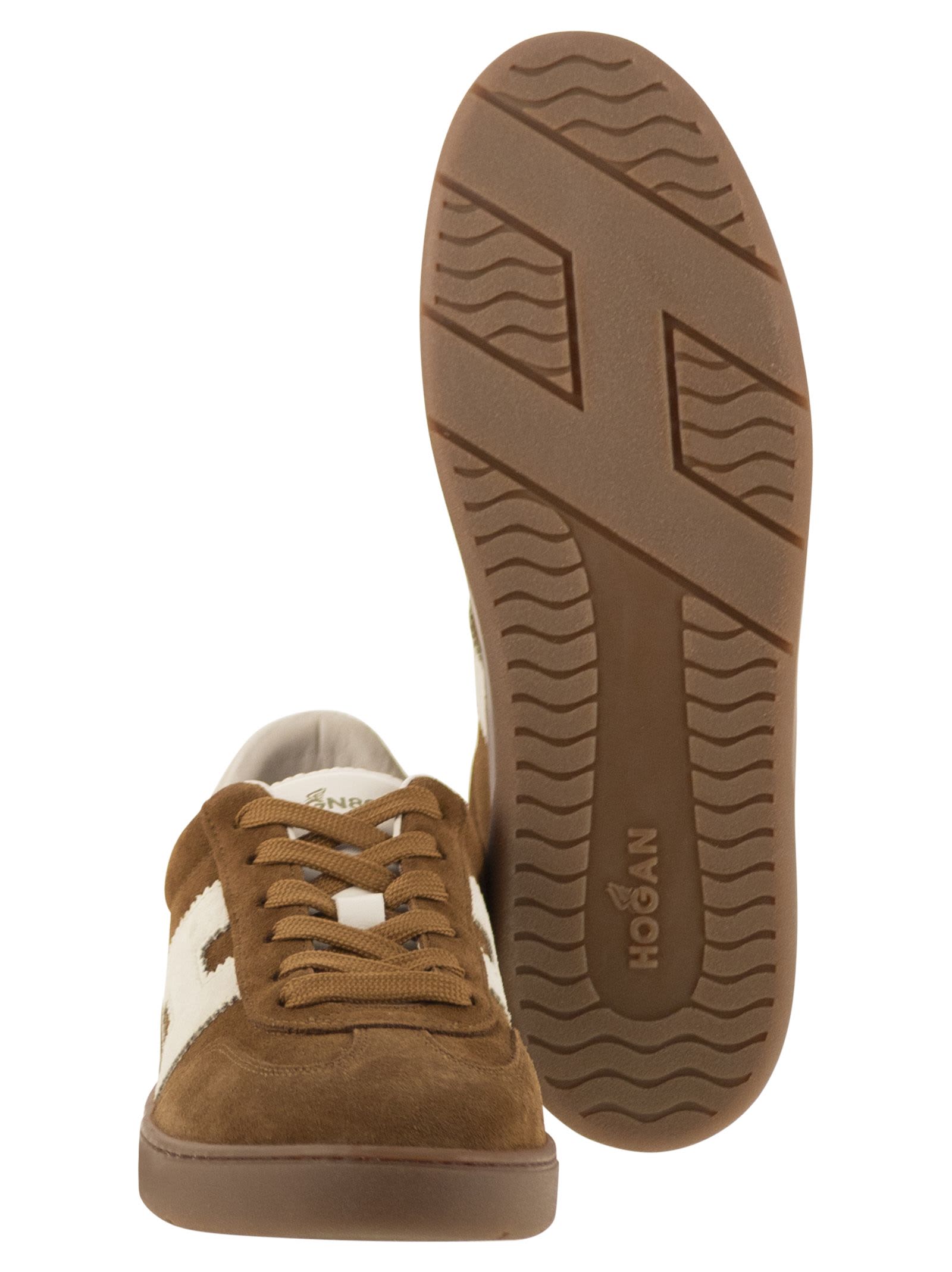 Hogan Cool Beige Suede Sneakers In Brown