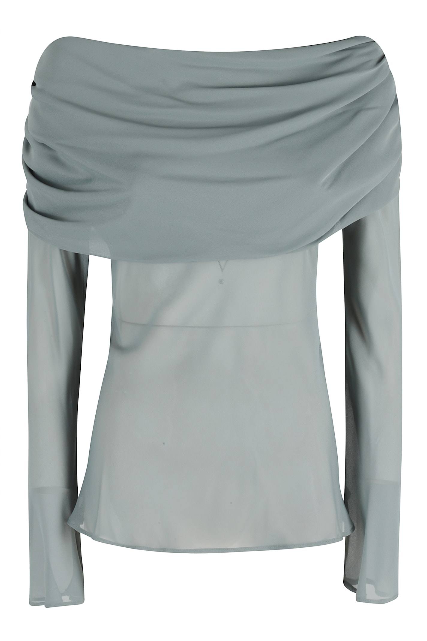 Semicouture Dew-toned Semi Couture Blouse With Off-shoulder Design In Green
