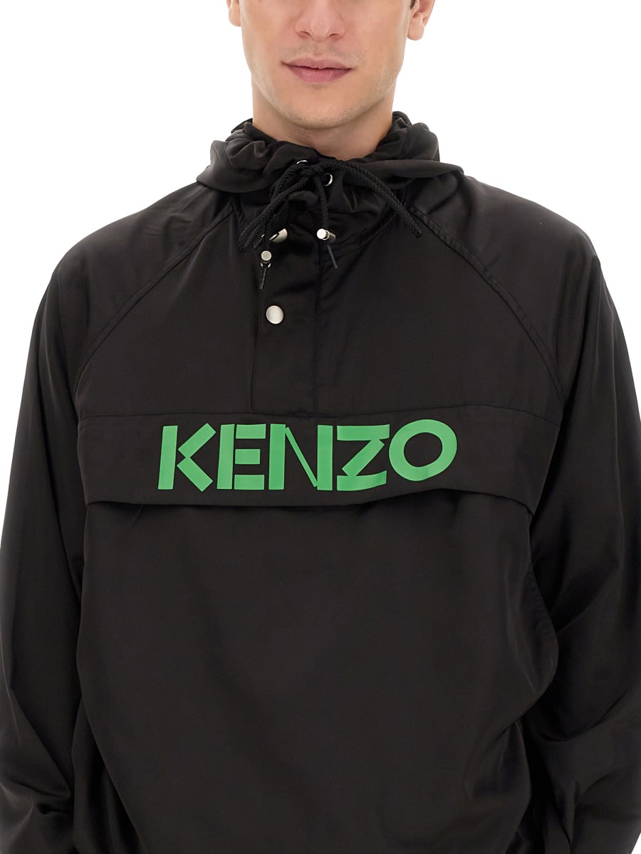 Shop Kenzo Windbreaker With Logo In Black