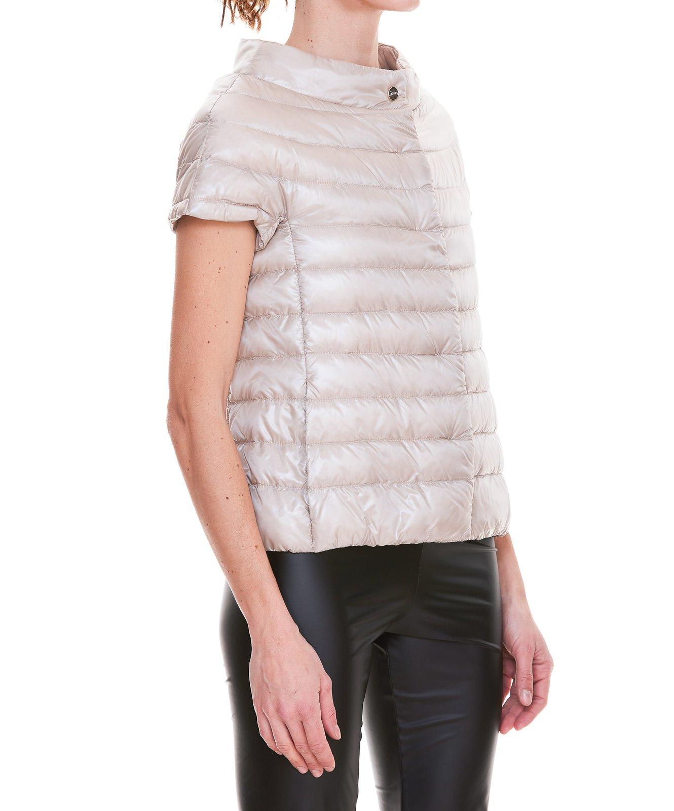 Shop Herno Greta Short-sleeve Puffer Jacket In Beige