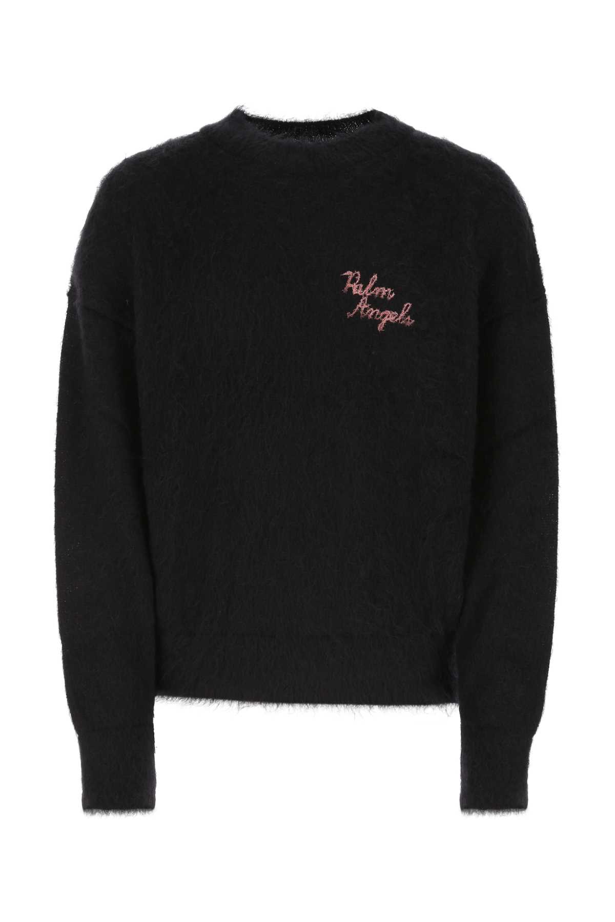 Shop Palm Angels Black Mohair Blend Sweater In 1032