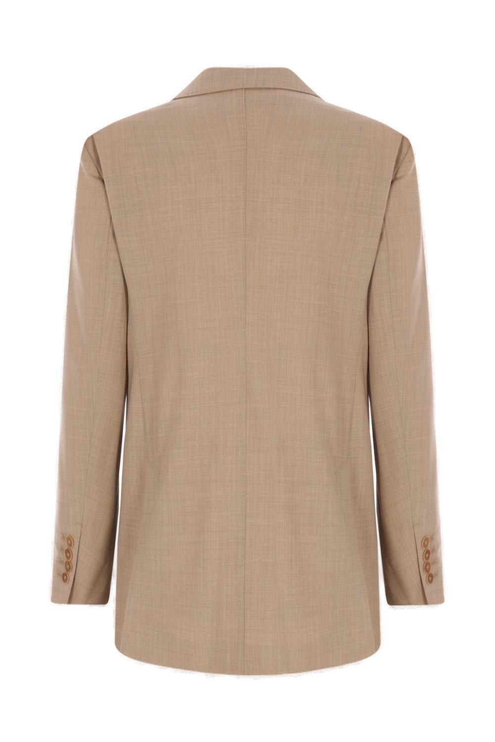 Max Mara Double-breasted Long-sleeved Jacket In Beige