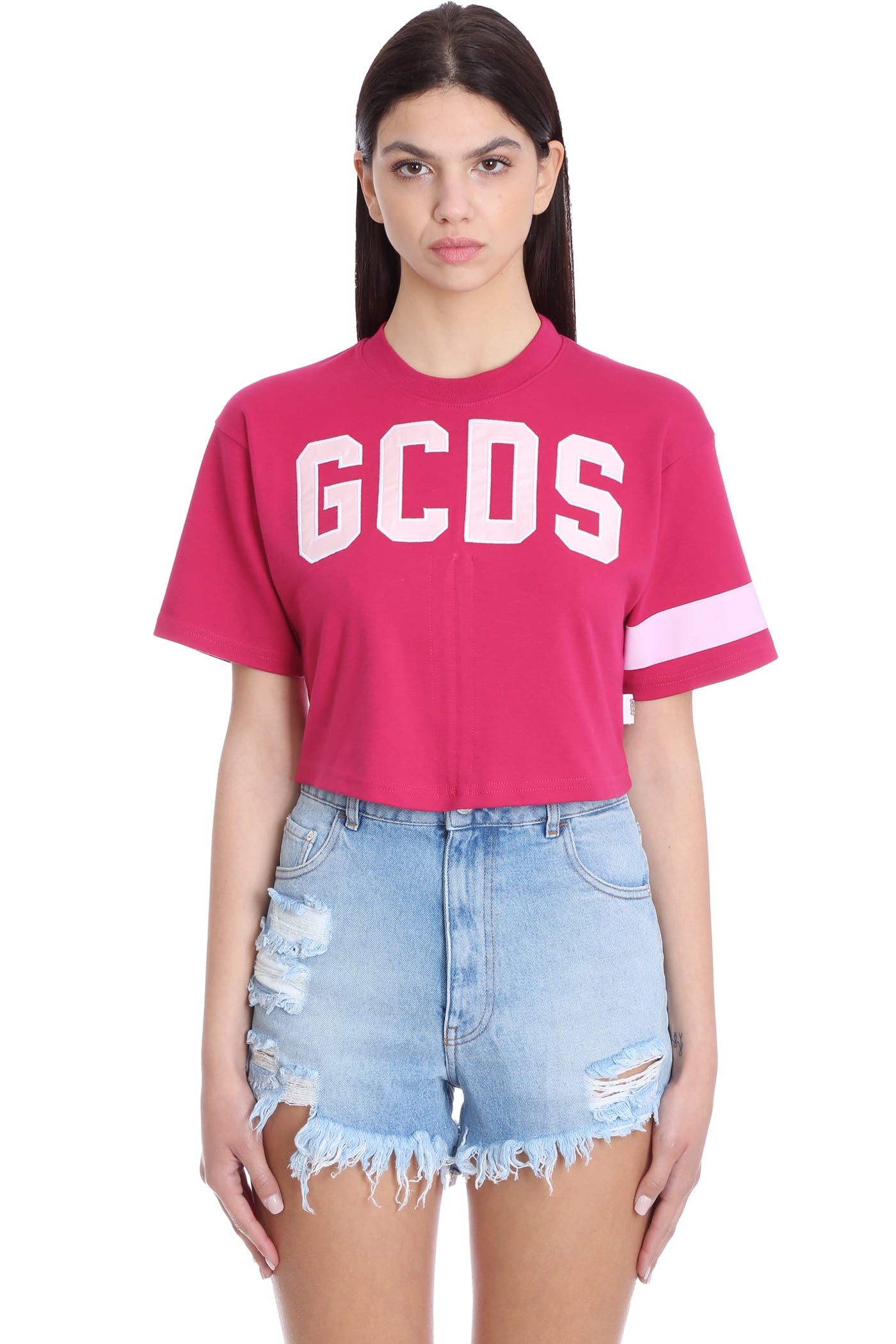 Gcds T-shirt In Fuxia Cotton
