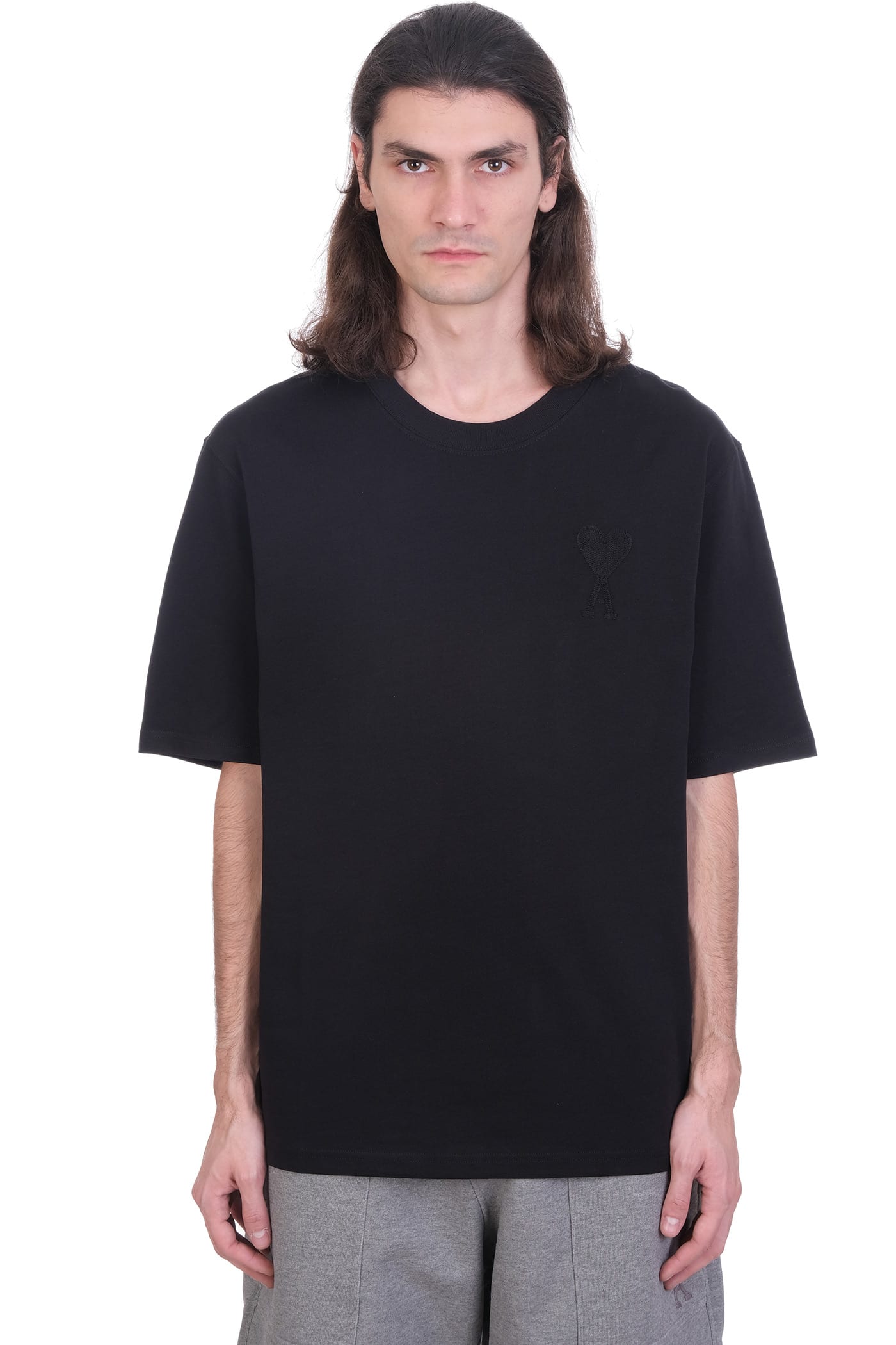 Ami Alexandre Mattiussi Ami De Coeur T-shirt T-shirt In Black Cotton