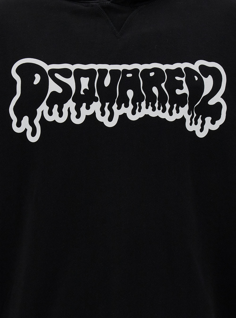 Shop Dsquared2 Black Hoodie With Graffiti Logo Print In Cotton Man