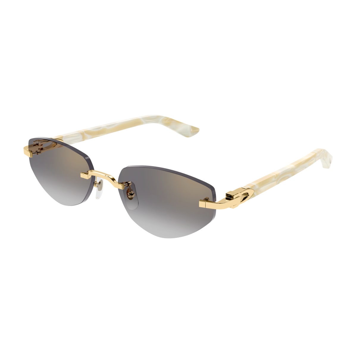 Cartier Decor C Rimless Metal Oval Sunglasses In Gold