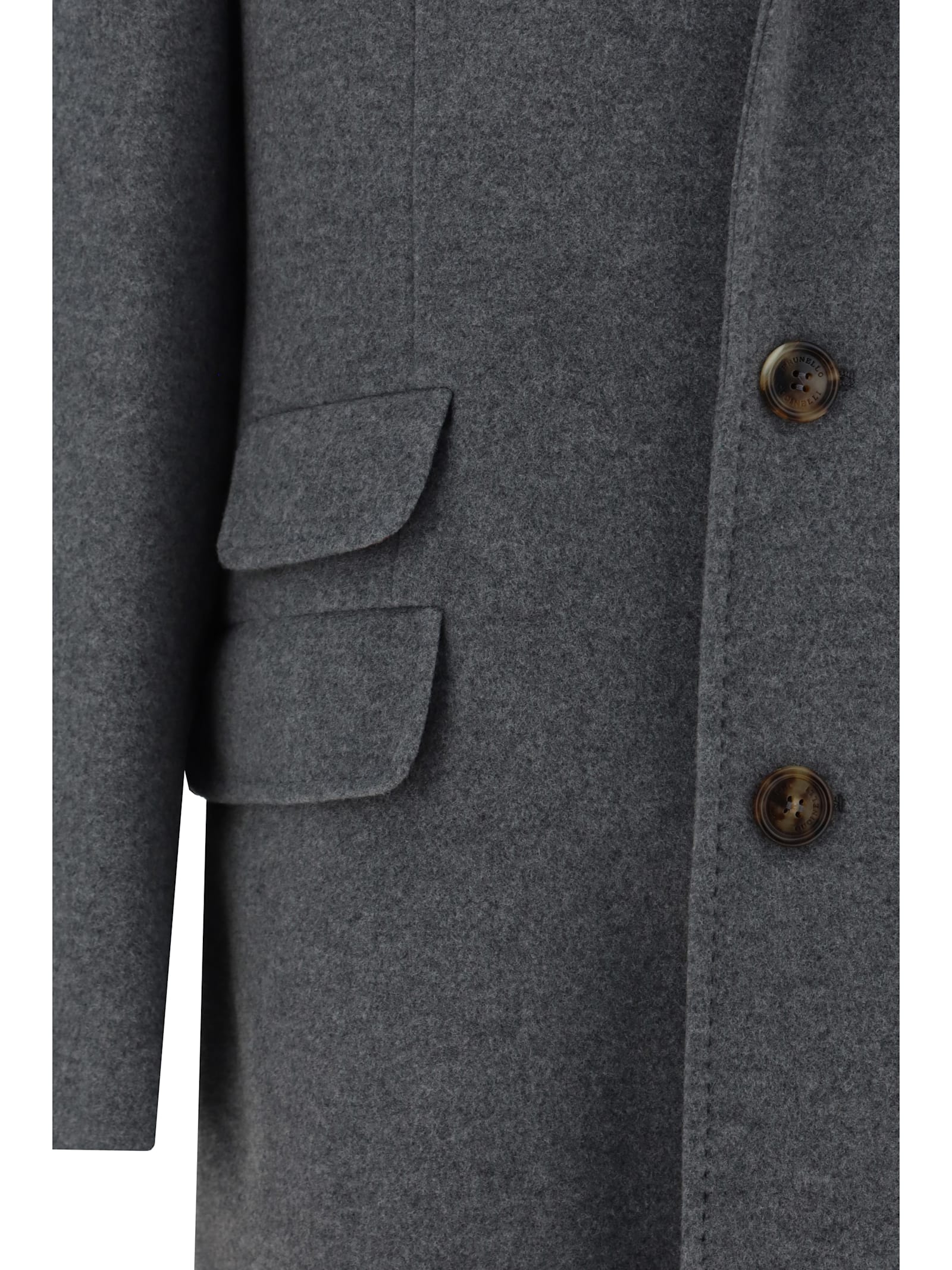 Shop Brunello Cucinelli Coat In Grigio