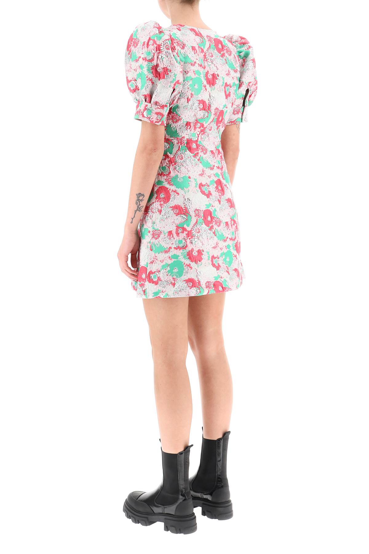 Shop Ganni 3d Effect Jacquard Mini Dress In Sugar Plum (pink)
