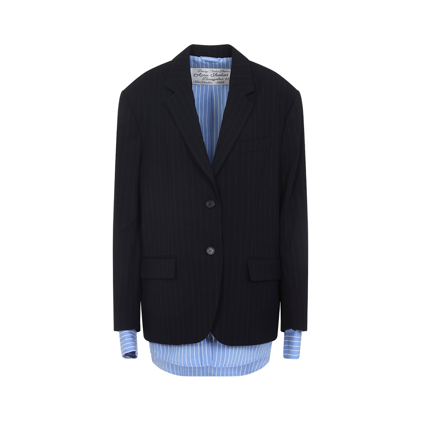Acne Studios Navy Blue Single-breasted Jacket With Shirt Detail In Blue