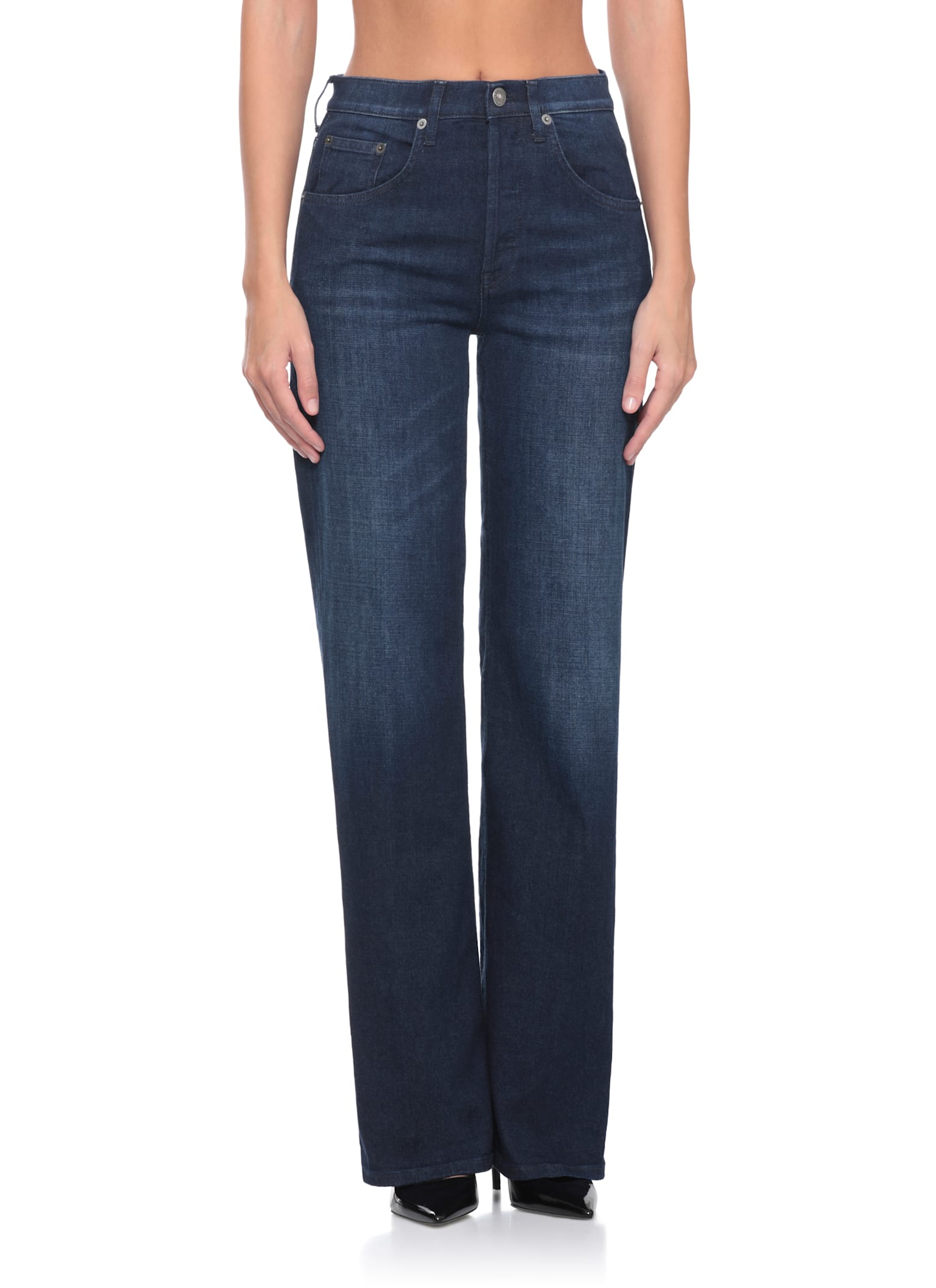 Dondup Straight Cut Five Pocket Denim Trousers In Blue
