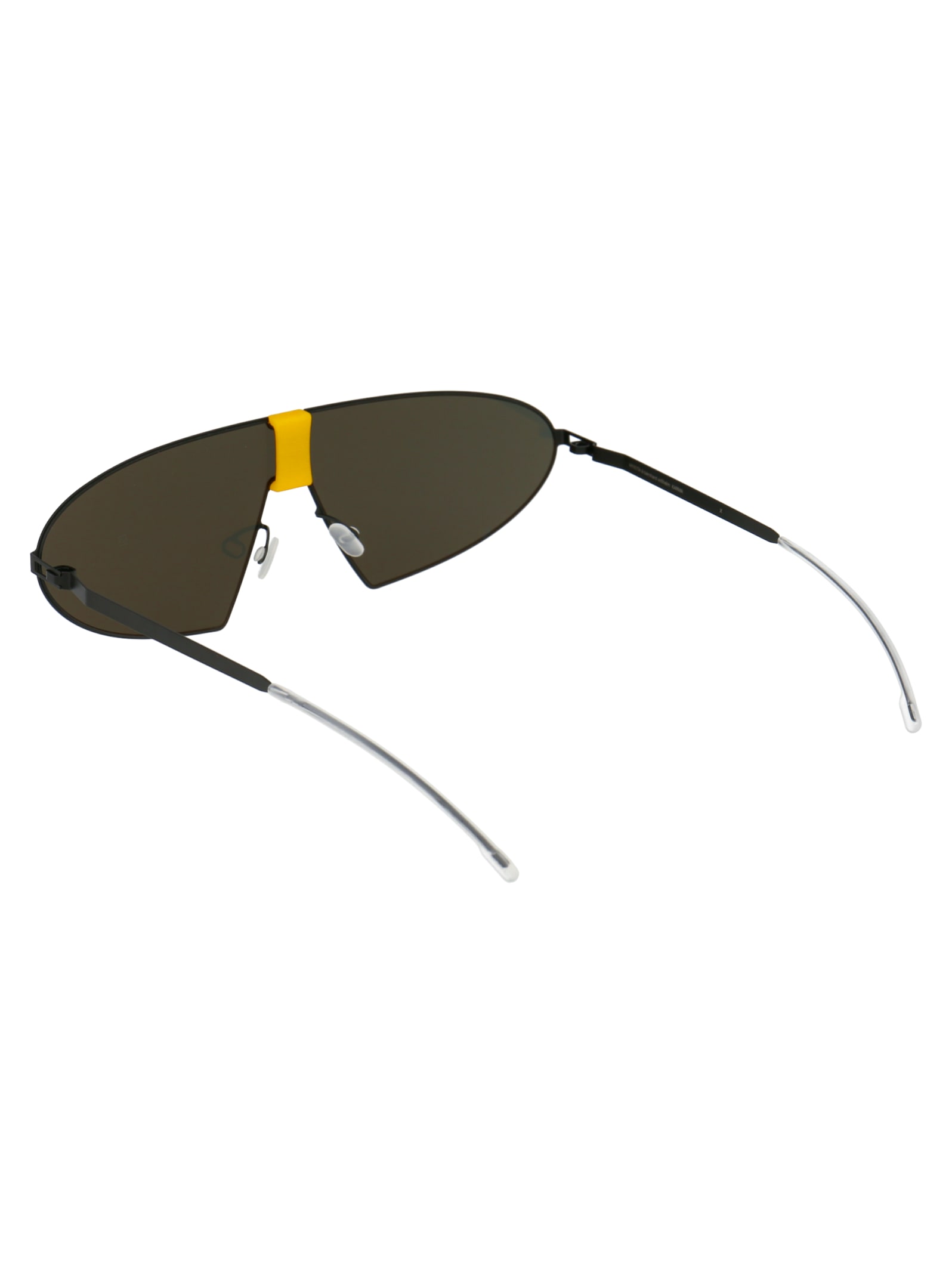 Shop Mykita Karma Sunglasses In 423 Mh40 Black/yellow Silver Shield