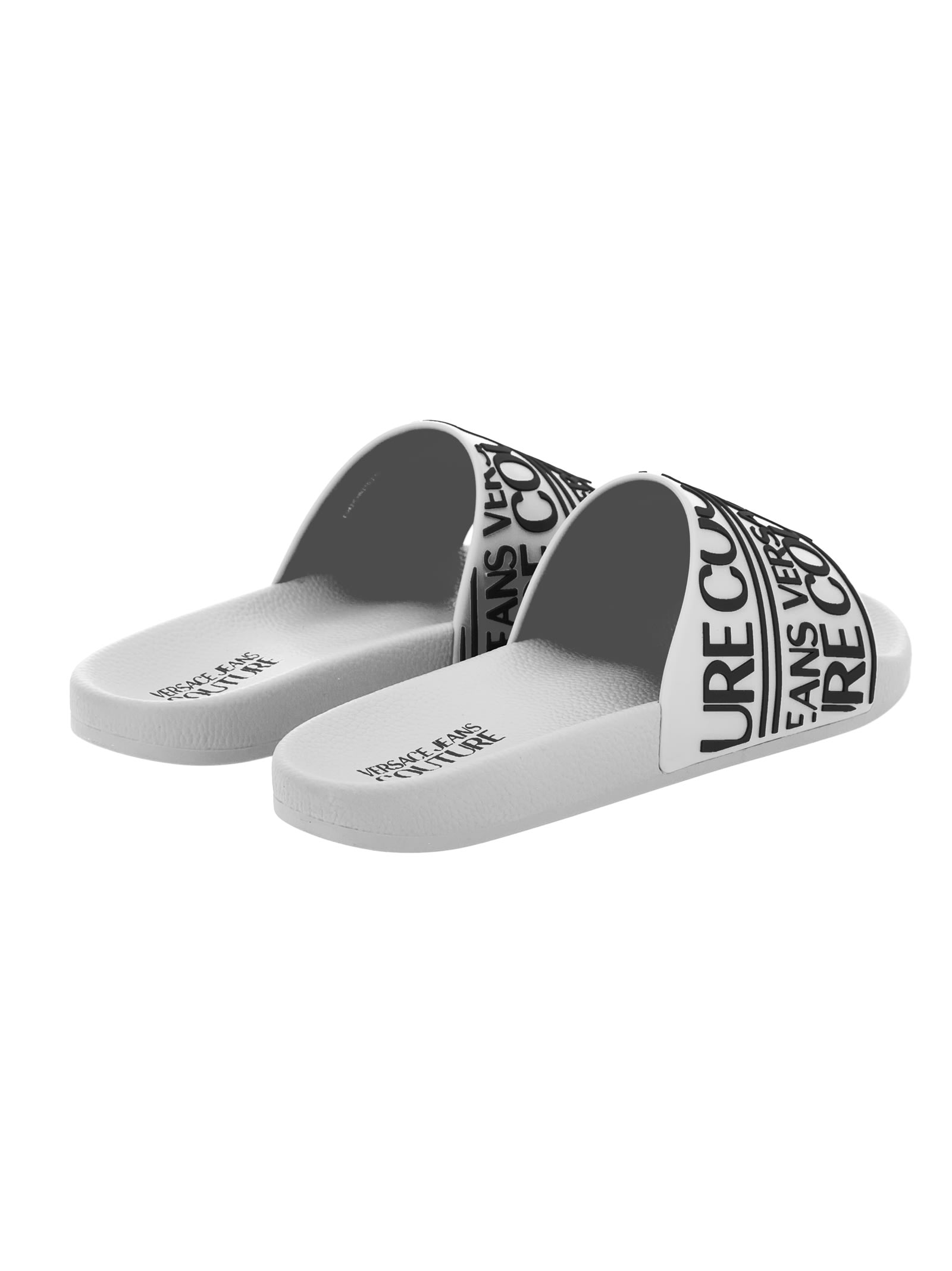 Versace Jeans Couture Rubberised-logo Slides In White