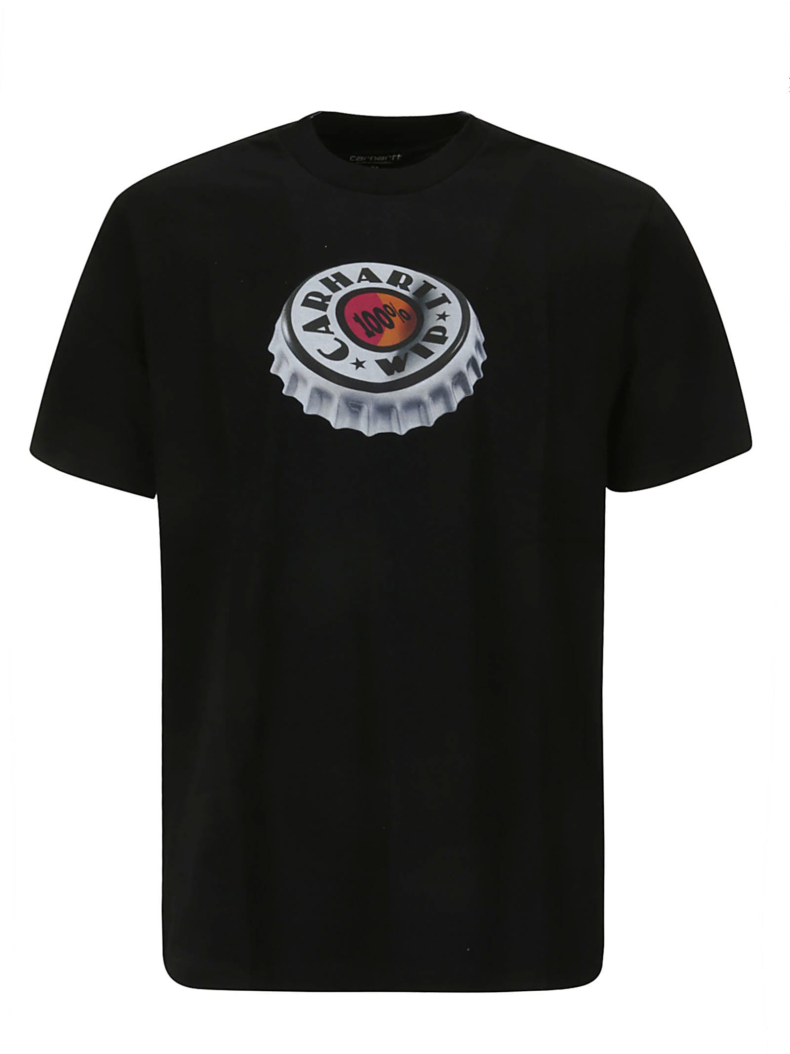 Shop Carhartt S/s Bottle Cap T-shirt Organic Cotton Single Je In Black