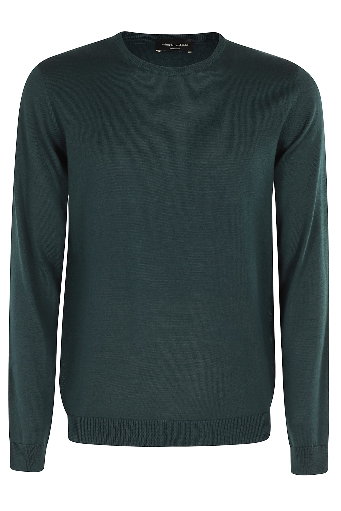 Roberto Collina Bottle Green Merino Wool Crew-neck Sweater In Green